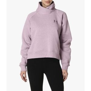 UNDER ARMOUR Women's Rival Fleece Wrap Neck Pullover - Size L - Mauve Pink